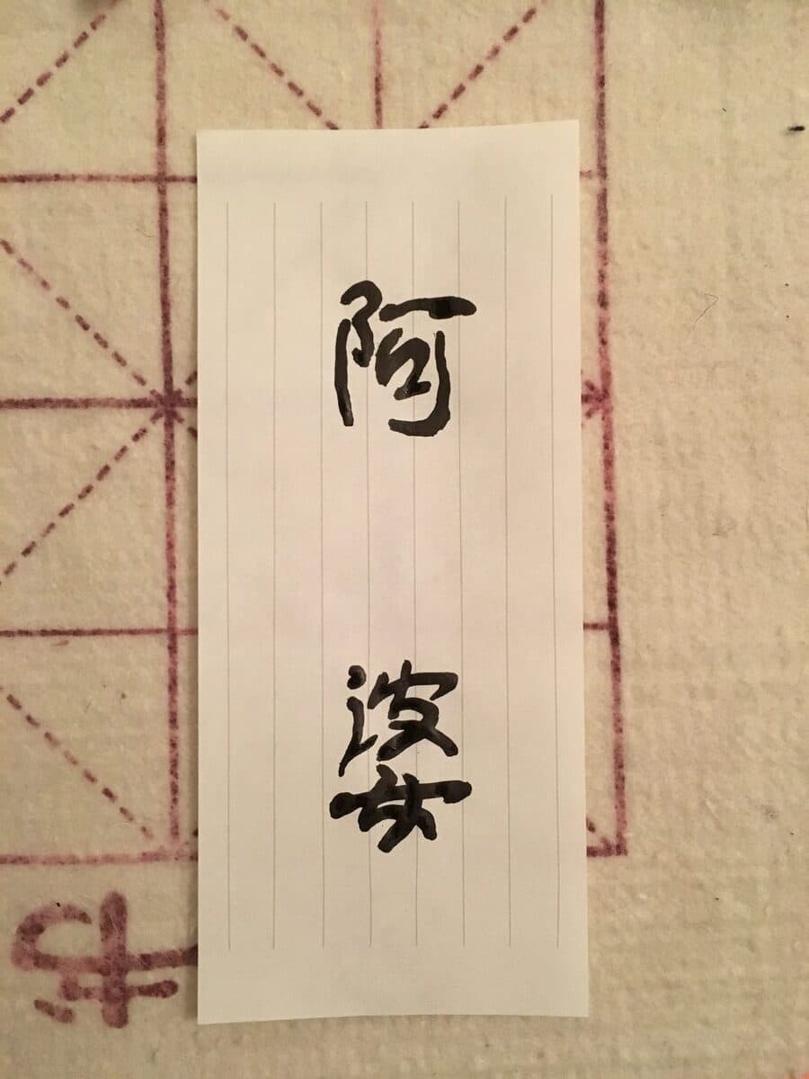 Chinese calligraphy practice: the character for Grandmother