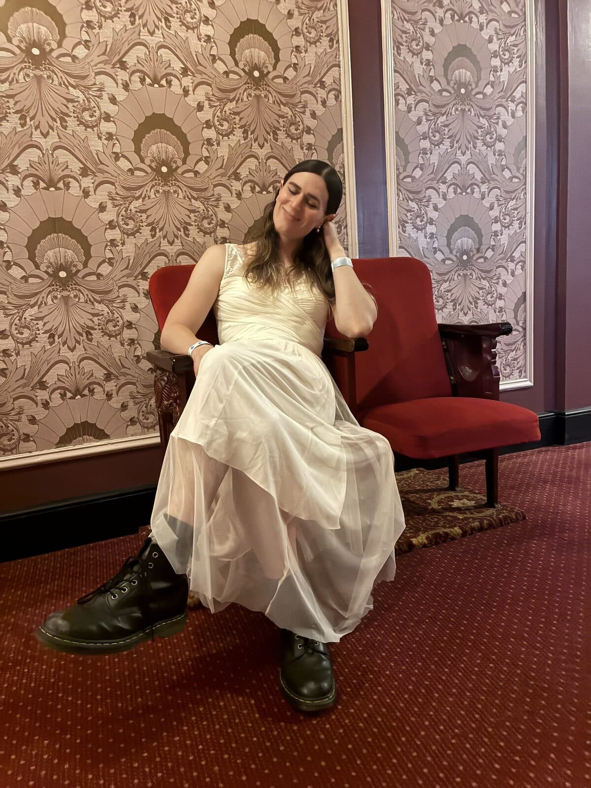 White dress and Doc Martens