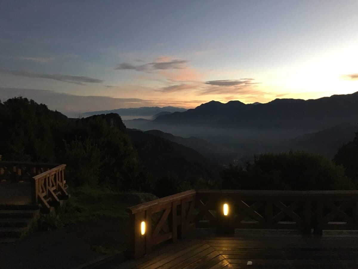 Sunset over Taiwan mountains